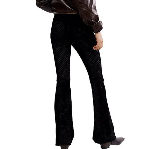 Free People Penny Pull-On Chevron Velvet Flared Pants - Picture 3 of 6